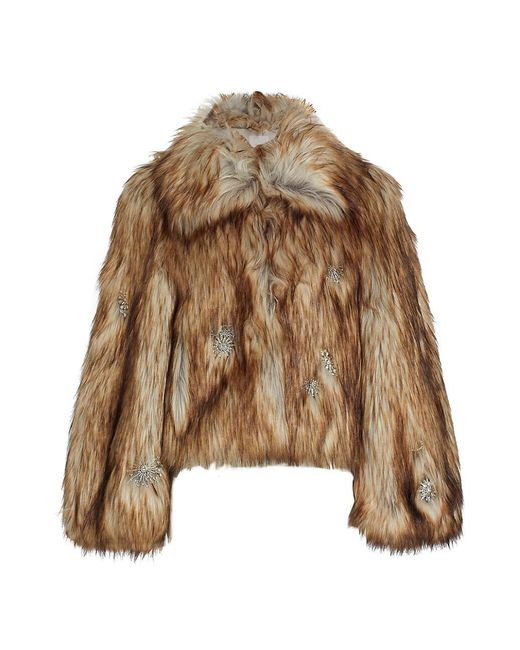 Cinq À Sept Tenley Faux-fur Embellished Coat in Brown | Lyst