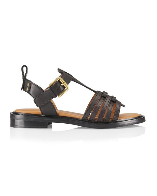 See By Chloé Cila Leather Flat Sandals in Black | Lyst