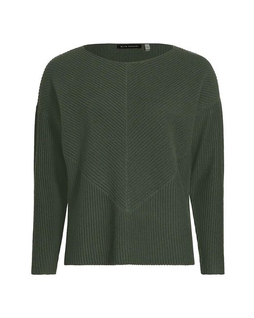Elie Tahari Ribbed Cashmere Pullover Sweater in Green | Lyst