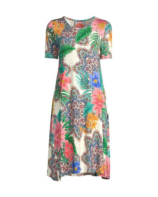 Johnny Was Synthetic Victoria Meadow Knee-length Swing Midi Dress in ...