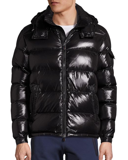 Moncler Maya Shiny Puffer Jacket in Black for Men | Lyst