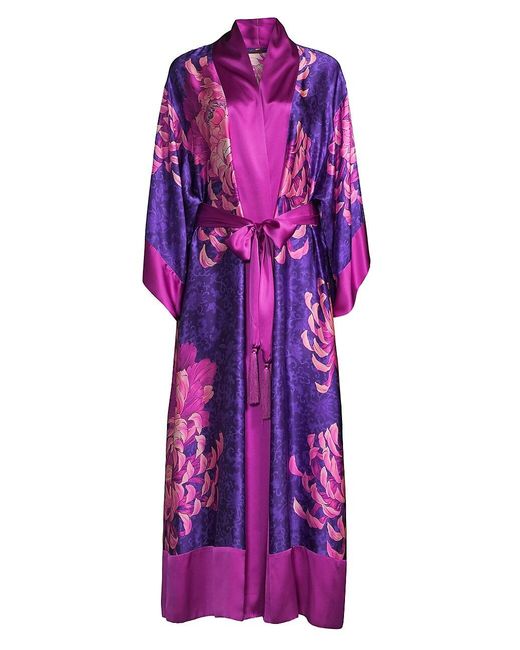 Natori Sumida Long Silk Robe in Purple Lyst