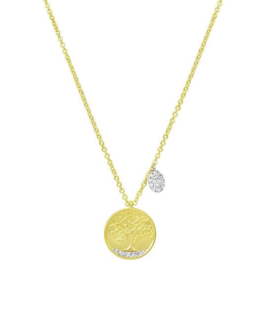 Meira T 14k Yellow Gold & Diamond Tree Of Life Disc Pendant Necklace in
