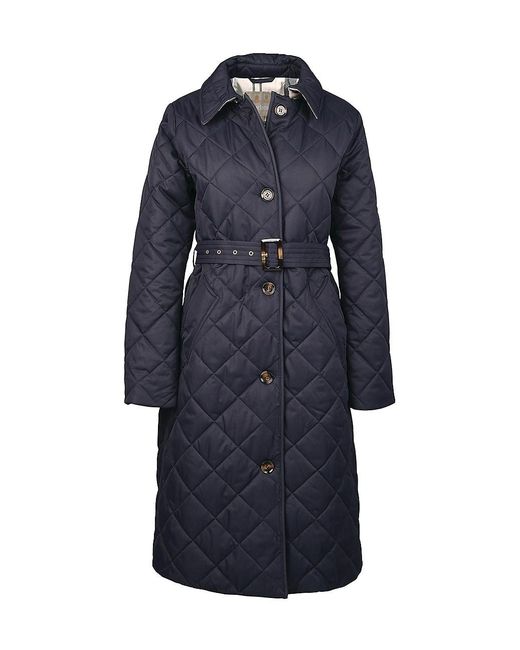 Barbour Cordelia Quilted Belted Coat in Blue | Lyst