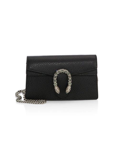 Gucci Dionysus Leather Super Mini Bag in Black Leather (Black) - Lyst