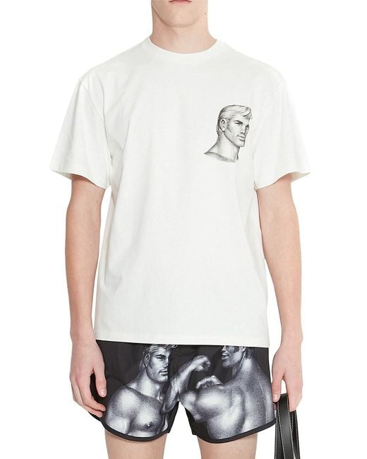 JW Anderson Cotton X Tom Of Finland Chest Artwork Fitted Short-sleeve T ...