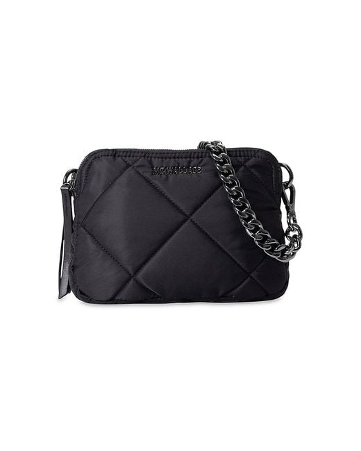 MZ Wallace Synthetic Small Bowery Quilted Crossbody Bag in Black | Lyst