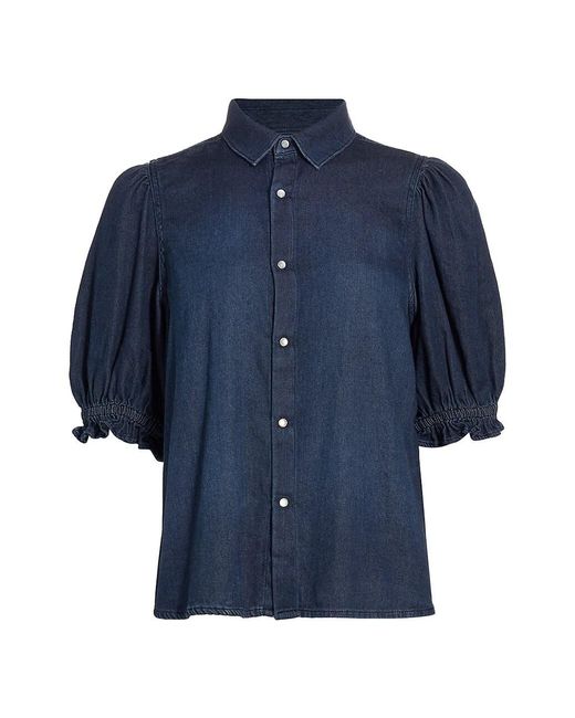 Ba & Sh Honey Denim Puff-sleeve Shirt in Blue | Lyst