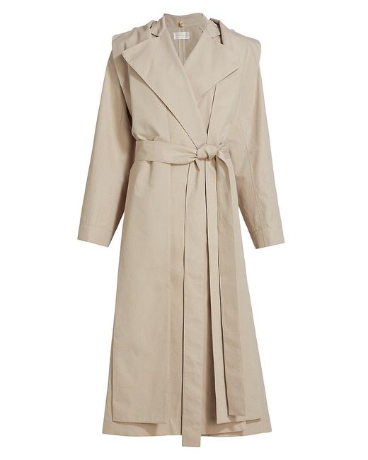 The Row Badva Long Belted Coat in Natural | Lyst
