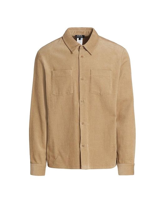 A.P.C. Joe Corduroy Overshirt in Beige (Natural) for Men | Lyst