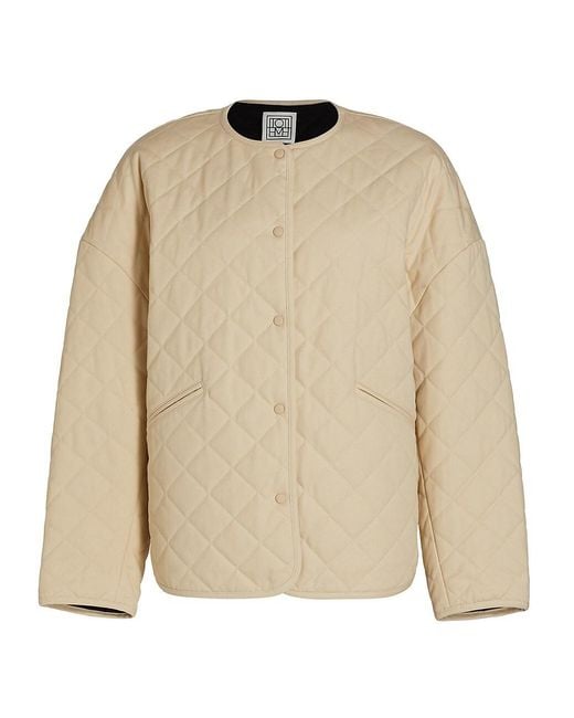 Totême Quilted Canvas Jacket in Natural Lyst