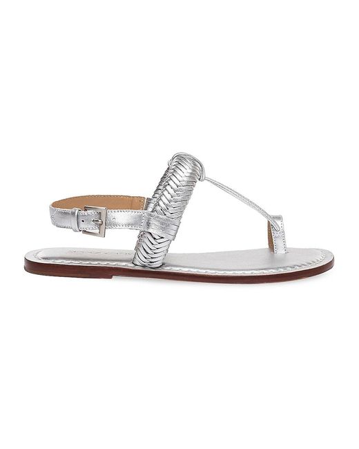 Bernardo Leather Maddie Woven Sandal in Silver (Metallic) | Lyst
