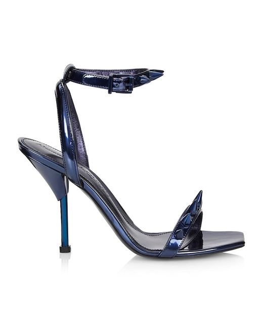 Alexander McQueen Punk Stud Metallic Leather Ankle-strap Sandals in Blue | Lyst