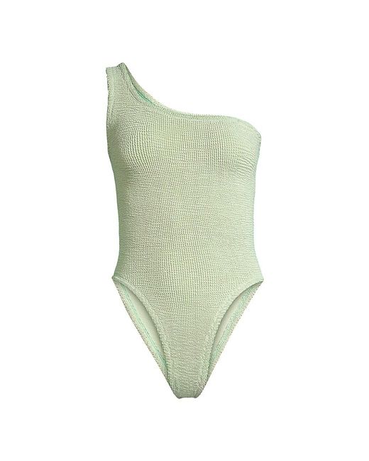 Hunza G Synthetic Nancy One Shoulder One Piece Swimsuit In Sage Green Lyst 1152