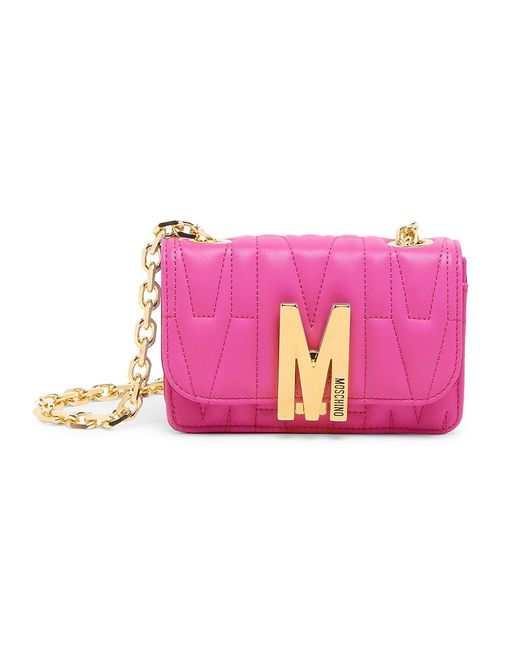 Moschino Quilted Leather Shoulder Bag in Fuchsia (Pink) | Lyst