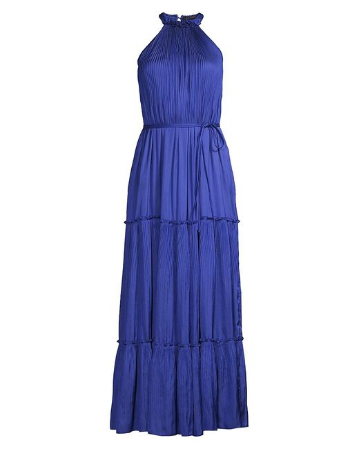 Kobi Halperin Synthetic Carmen Tiered Maxi Dress in Blue | Lyst