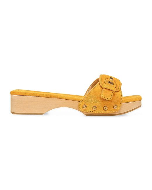 Veronica Beard Davina Leather Clog Slides in Yellow | Lyst