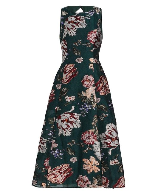Marchesa notte Synthetic Floral Jacquard Midi-dress in Forest Green ...