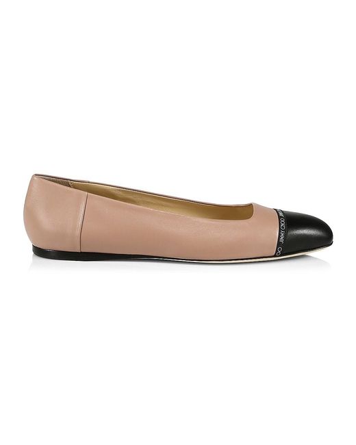 jimmy choo watson cap toe snakeskin embossed leather ballerina flats