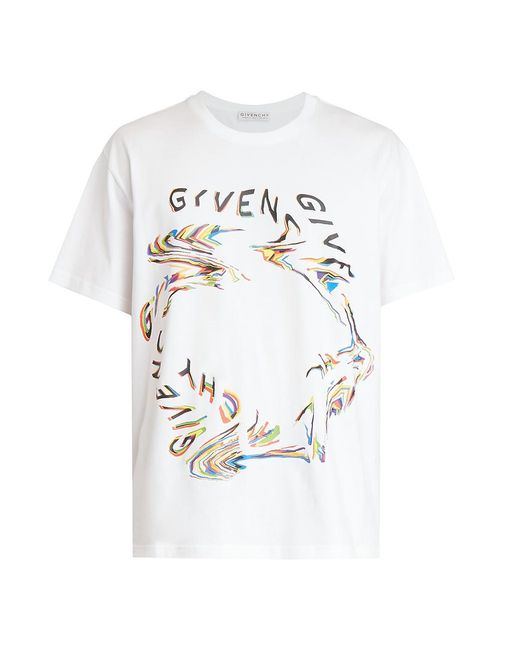 Givenchy Cotton Glitch Logo Regular-fit T-shirt in White for Men - Save ...