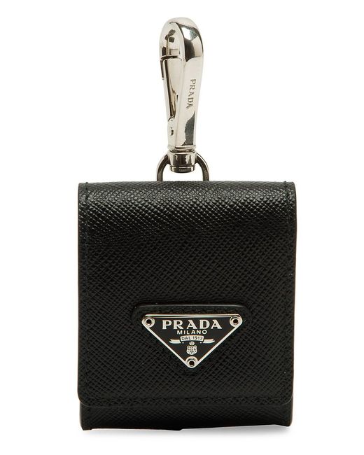 Prada Leather Airpods Case in Black for Men | Lyst