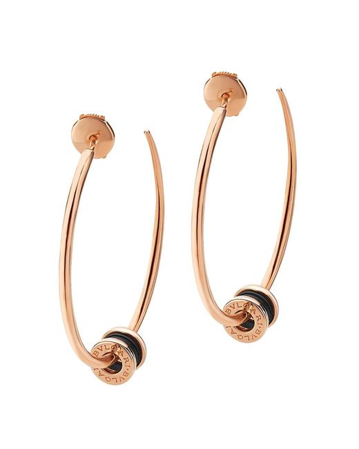 Bvlgari B Zero1 18k Black Ceramic Large Hoop Earrings In Rose Gold Metallic Lyst
