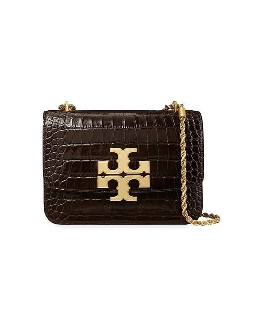 Tory Burch Eleanor Croc-embossed Leather Convertible Shoulder Bag in ...