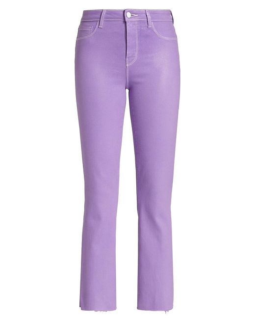 L'Agence Kendra Mid-rise Stretch Flare Crop Jeans in Purple | Lyst