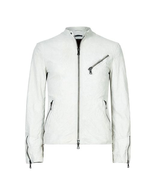 John Varvatos Conner Leather Racer Jacket in White for Men Lyst