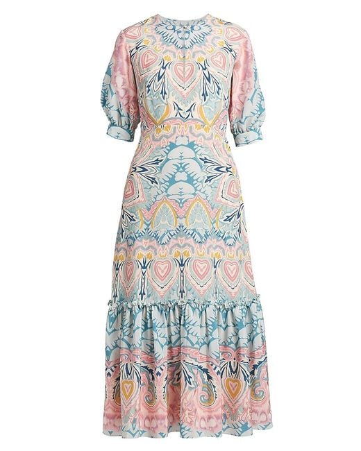 Etro Silk Boho Butterfly Keyhole Mididress in Light Blue (Blue) Lyst