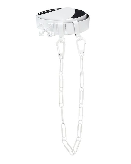 Off-White c/o Virgil Abloh Leather Paper-clip Chain Belt in White for Men |  Lyst