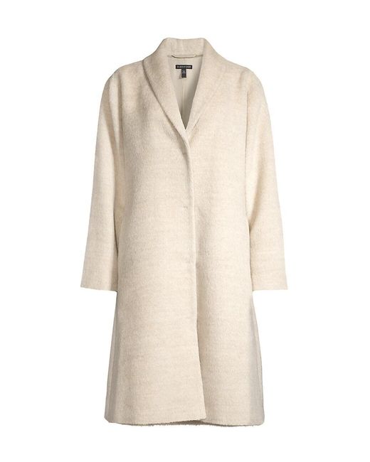 Eileen Fisher Shawl Collar Alpaca & Wool Coat in Natural | Lyst
