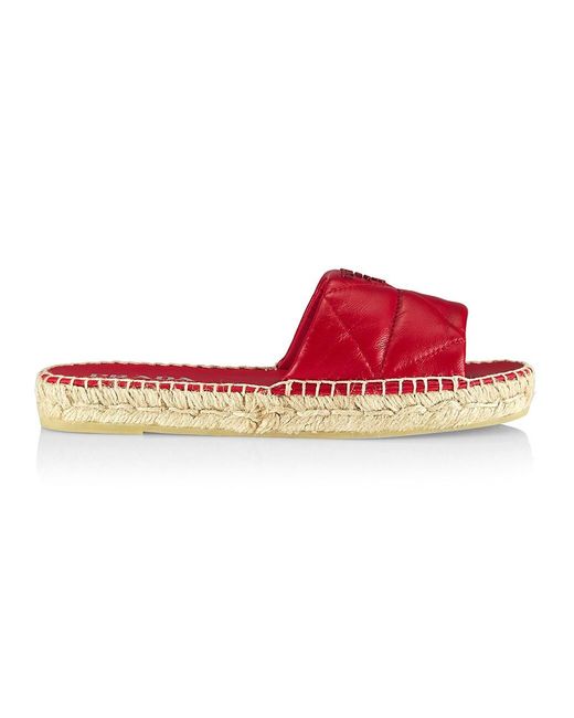 red espadrille slides