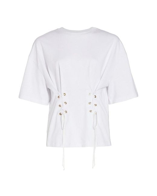 Sportmax Cotton Peplo Grommet Lace-up Top in White | Lyst