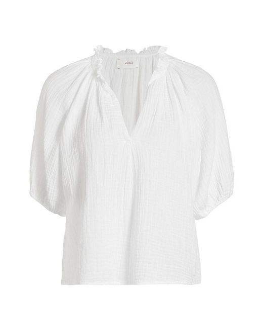 Xirena Jules Cotton Gauze Top in White | Lyst