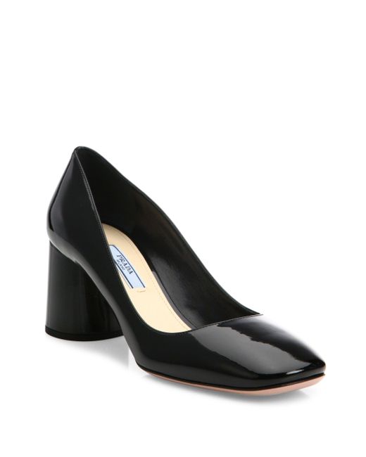 prada suede block heel pumps