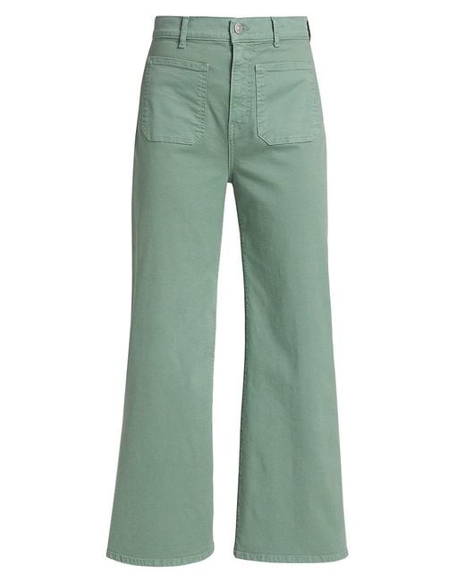 Veronica Beard Cotton Grant Wide-leg Raw Hem Pants in Green | Lyst