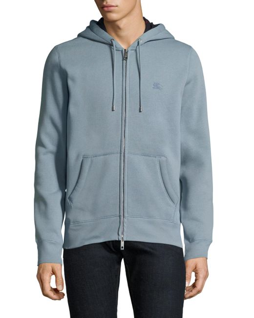 Burberry Claredon Long Sleeve Hoodie in Blue for Men | Lyst