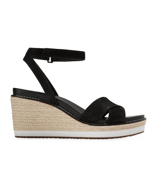 Cole Haan Cloudfeel Leather Espadrille Wedge Sandals in Black | Lyst