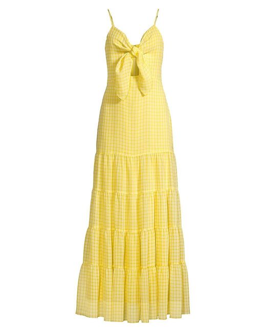 ONE33 SOCIAL Synthetic Gingham Tie Front Maxi Dress in Yellow | Lyst