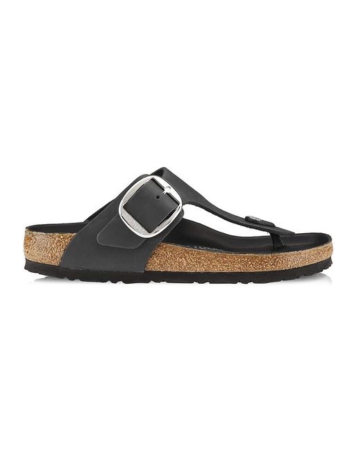 Birkenstock Gizeh Big Buckle Leather Sandals in Black | Lyst