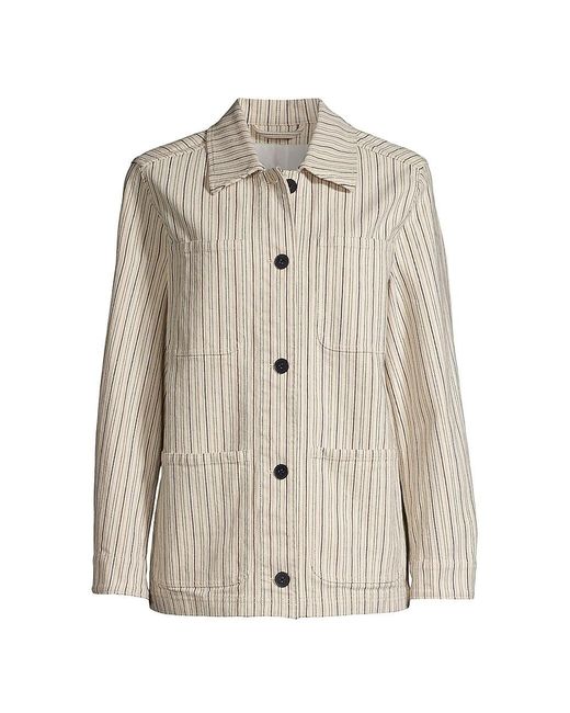 Rebecca Taylor Striped Stretch Cotton Jacket in Natural | Lyst