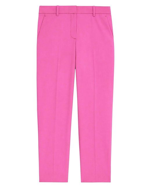 Theory Treeca Cropped Wool Pants in Pink Lyst