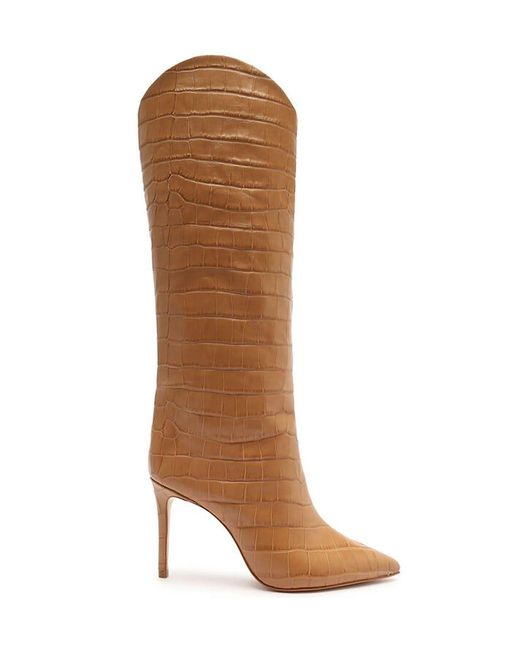 Schutz Maryana Croc-embossed Leather Knee-high Boot in Brown | Lyst