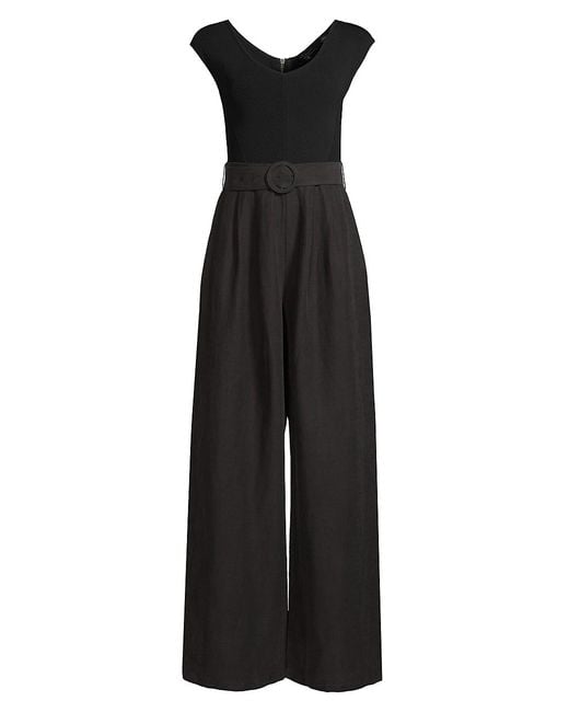 Ted Baker Tabbiaa Belted Jumpsuit in Black | Lyst