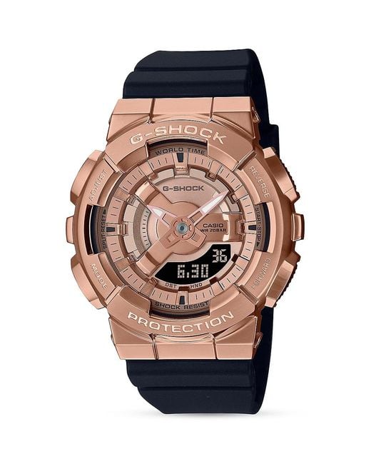 GShock Casio Wr20bar Rose Goldtone Stainless Steel & Resin Strap Watch in Blue for Men Lyst