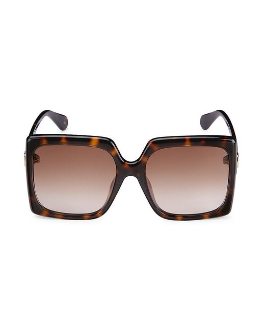Gucci Leather Gucci Logo 59mm Oversized Square Sunglasses in Brown - Lyst