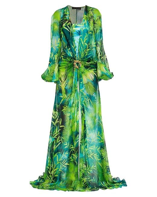 Versace Jungle Print Silk Dress in Green Lyst