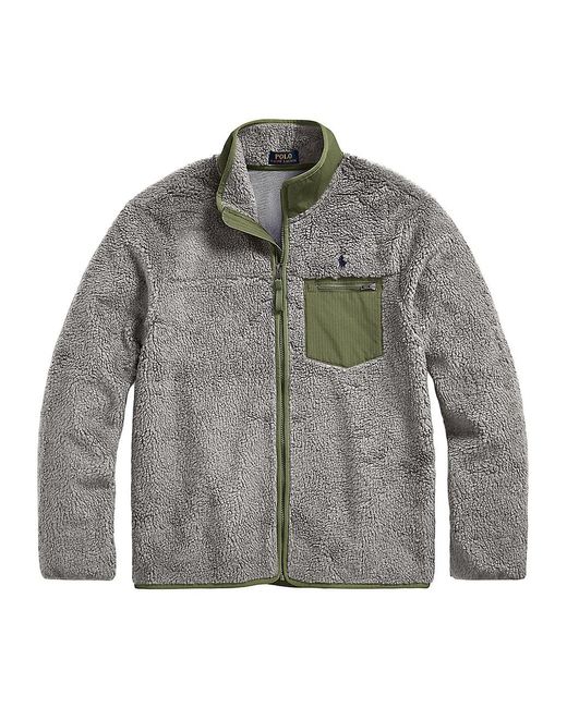 Polo Ralph Lauren Synthetic Fuzzy Zip-up Sweater in Grey Heather (Gray ...