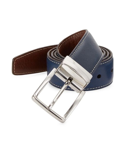 Saks Fifth Avenue Collection Contrast Stitch Reversible Leather Belt in Blue for Men - Lyst